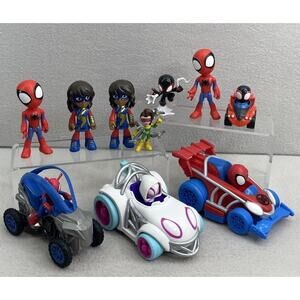 LOT Spider-Man Spidey and Amazing Friends Cars W/ Figures Miles Morales